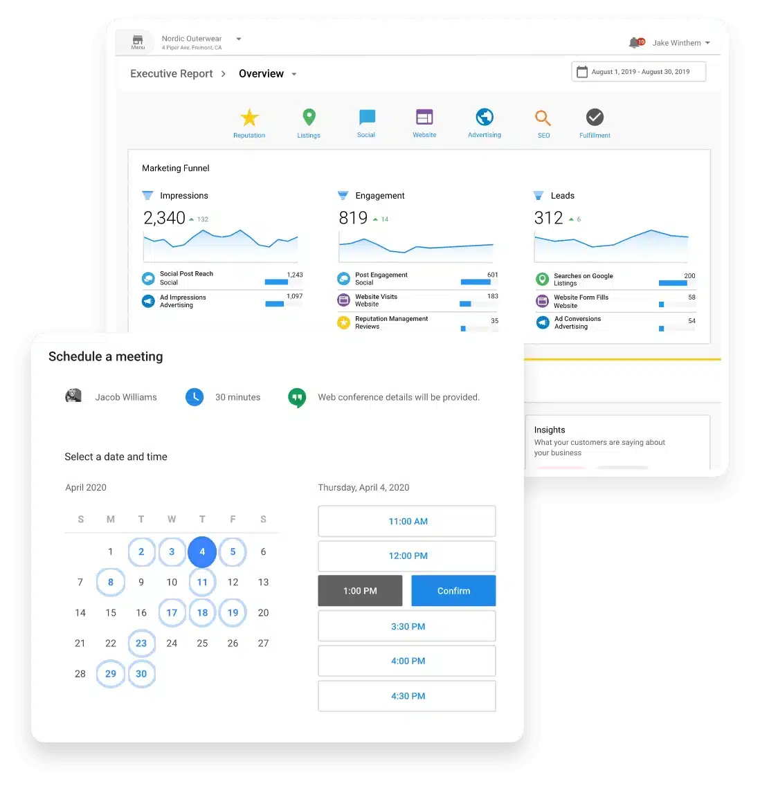 ExecutiveReport-Schedule-meeting example ai response in web chat