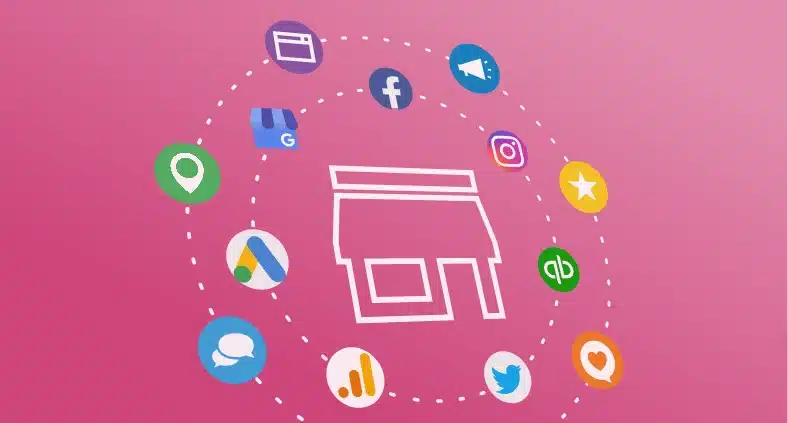 Resell-white-label-local-SEO-software-image marketplace icons around a building