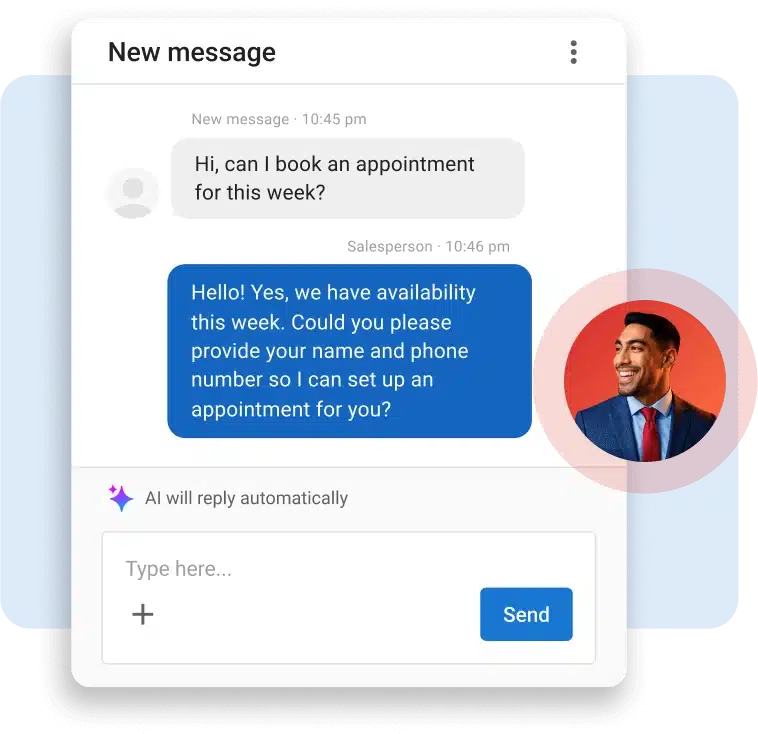 Salesperson img AI Salesperson responding to messages