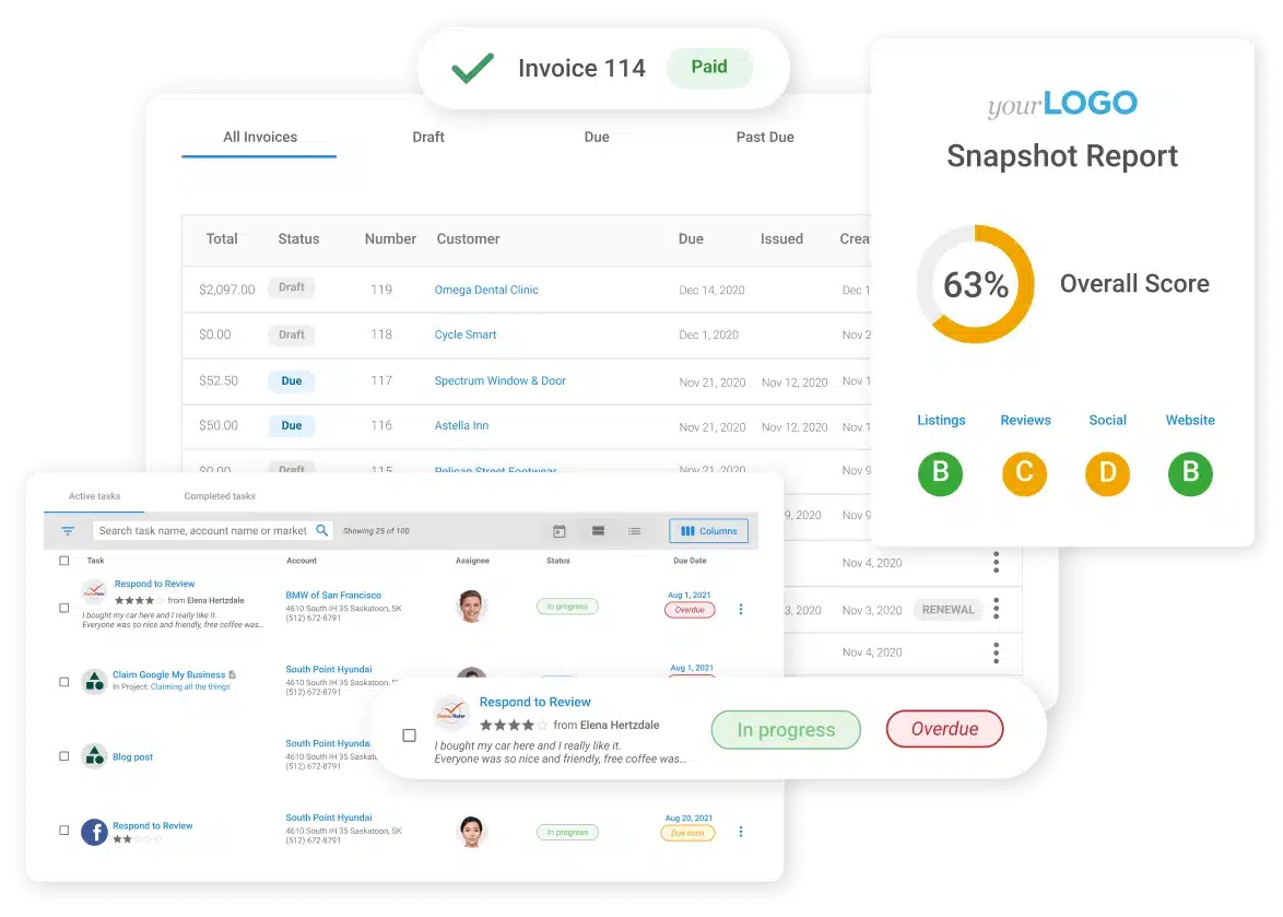 Project management, Billing, Snapshot Project management, Billing, Snapshot in Vendasta's Platform
