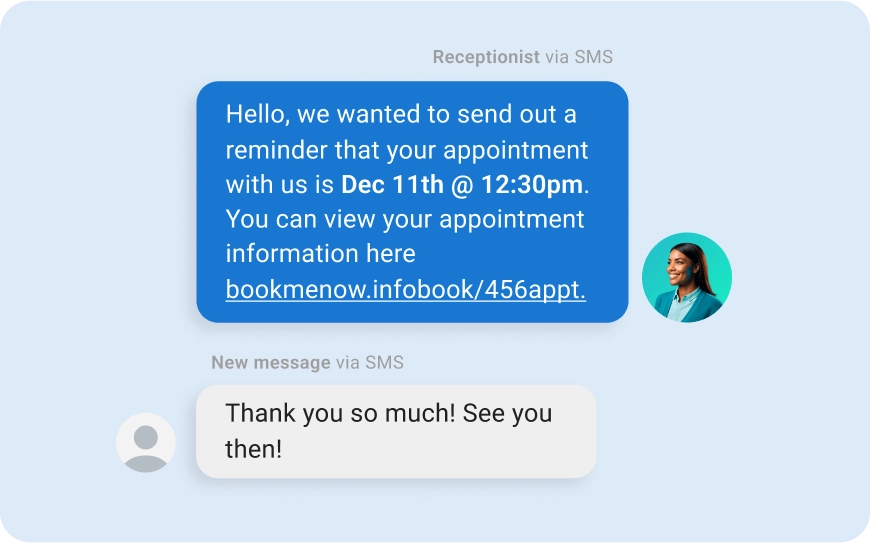 Serve AI Receptionist sending booking link