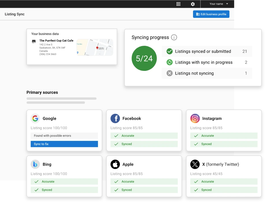 effortless-listing-management listing sync platform with primary source account information