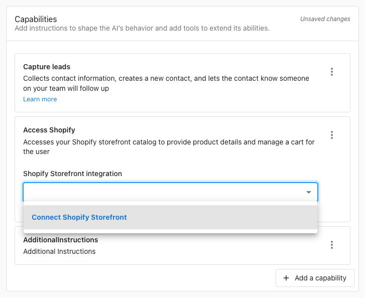 Connecting to Shopify through code-free interface.